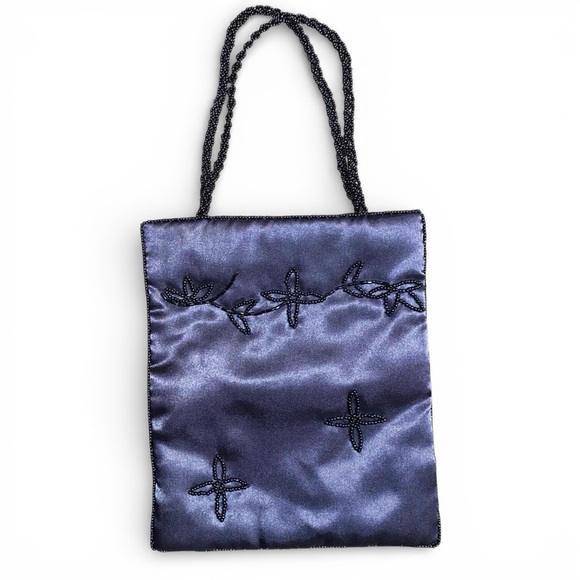 Shiseido Handbags - Shiseido Y2K Beaded Satin Grey-Purple Mini Handbag